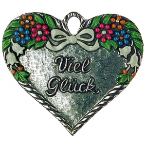 Pewter Ornament Heart "Viel Glück"