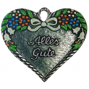 Pewter Ornament Heart "Alles Gute"