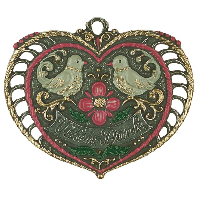 Pewter Ornament Heart Thank You "Vielen Dank"