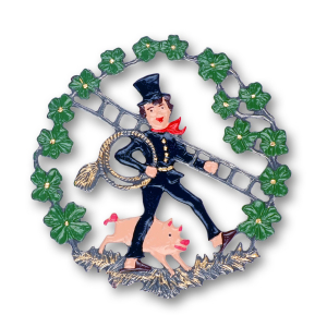 Pewter Picture Chimney-Sweep in a Wreath