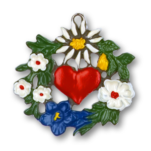 Pewter Ornament Edelweiss Heart