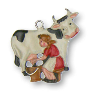 Pewter Ornament Dairy Cow white