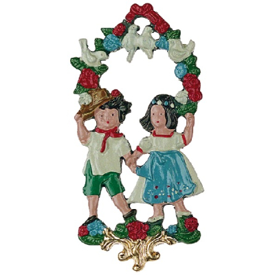 Pewter Ornament Children with Pigeons