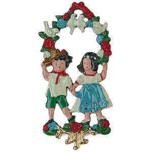 Pewter Ornament Children with Pigeons
