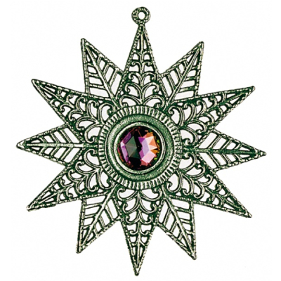 Pewter Ornament Christmas Tree Decoration Twelve-Shaft Star antique finish Stone iris