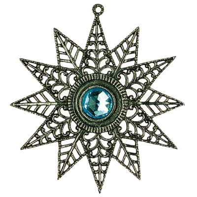 Pewter Ornament Christmas Tree Decoration Twelve-Shaft Star antique finish Stone auqa