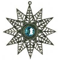 Pewter Ornament Christmas Tree Decoration Twelve-Shaft Star antique finish Stone auqa