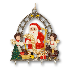 3D Pewter Ornament Santa Claus with List