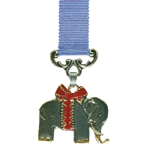 Pewter Bookmark Elephant with blue ribbon