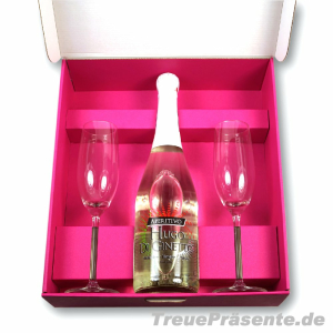 Geschenkset Hugo mit Gläsern in Geschenk-Box pink