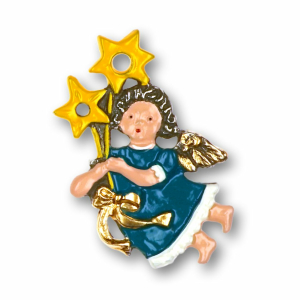 Pewter Ornament Angel with Yellow Stars