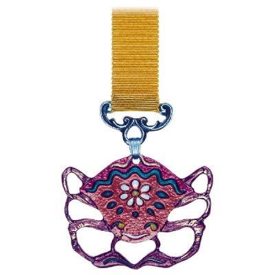 Pewter Bookmark Zodiac Cancer with yellow ribbon