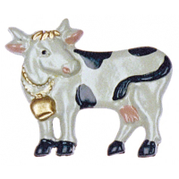 Magnet mit Zinnfigur Kuh weiß