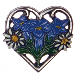 Magnet with Heart Edelweiss and Gentian