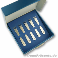Exklusiv-Geschenkset mit 5 Pommesgabeln/Käsespieße 03 aus Edelstahl