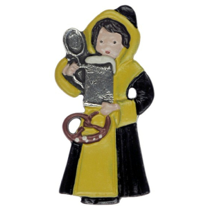 Magnet mit Zinnfigur Münchner Kindl mit Brezel