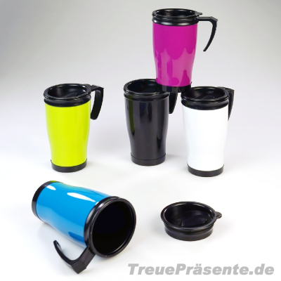 To-Go-Becher, Deckel mit Verschluss, ca. 450 ml, farblich sortiert