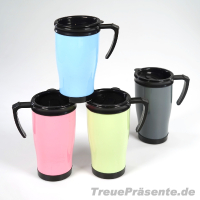 To-Go-Becher, Deckel mit Verschluss, ca. 450 ml, farblich sortiert