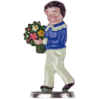 Zinnfigur Junge mit Blumen zum Stellen