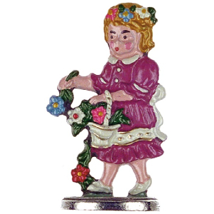 Pewter Ornament Standing Girl with Flowers