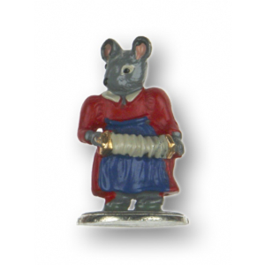 Pewter Ornament Standing Mouse with Accordion
