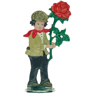 Pewter Ornament Standing Boy with Rose