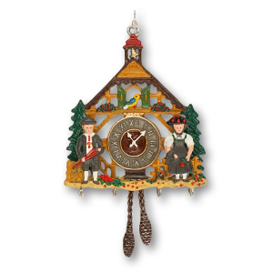 3D Pewter Ornament Cuckoo Clock with Couple in...