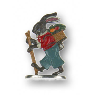 Pewter Ornament Standing Easter Bunny Brown with Basket