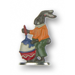 Pewter Ornament Standing Easter Bunny Brown with Brush