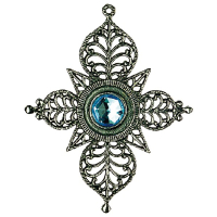 Pewter Ornament Christmas Tree Decoration Drop antique finish Stone aqua