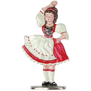 Pewter Ornament Standing Woman in Traditional Bavarian...