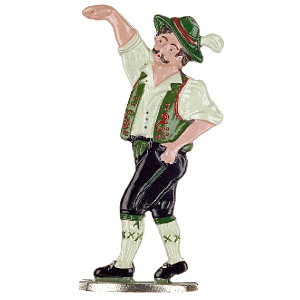 Pewter Ornament Standing Man in Traditional Bavarian Costume