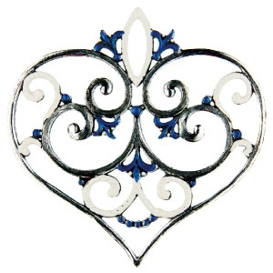 Pewter Ornament Big Heart blue
