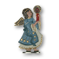 Pewter Ornament Standing Angel blue with 1 Candle