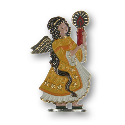 Pewter Ornament Standing Angel yellow with 1 Candle