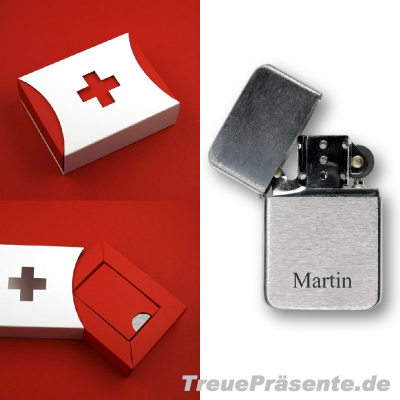 Zippo-Feuerzeug gebürstet in Geschenkverpackung inkl. Gravur