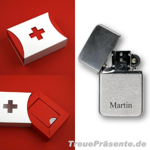 Zippo-Feuerzeug gebürstet in Geschenkverpackung...