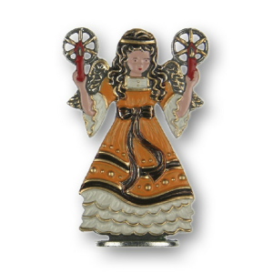 Pewter Ornament Standing Angel yellow with 2 Candles