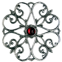 Pewter Ornament Christmas Tree Decoration Big Star No. 1 antique finish Stone ruby