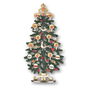 Pewter Ornament Standing Christmas Tree with white Candles