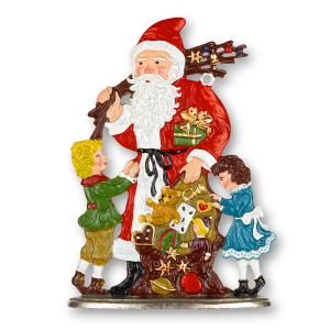 Pewter Ornament Standing Santa Claus with Children
