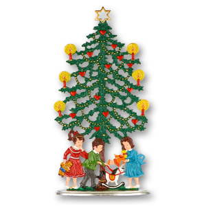 Pewter Ornament Standing Christmas Tree with Children