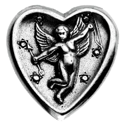 Pewter Brooch Heart Guardian Angel with antique finish