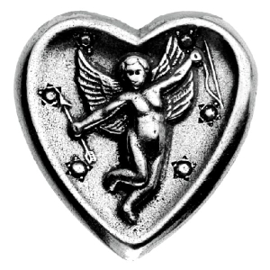 Pewter Brooch Heart Guardian Angel with antique finish