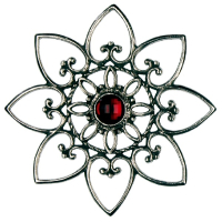 Pewter Ornament Christmas Tree Decoration Big Star No. 2 antique finish Stone ruby
