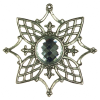 Pewter Ornament Christmas Tree Decoration Ornament-Star No. 1 antique finish with Stone white