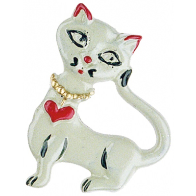 Pewter Brooch Cat with Heart
