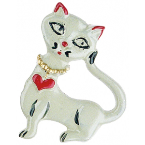 Pewter Brooch Cat with Heart