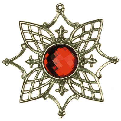 Pewter Ornament Christmas Tree Decoration Ornament-Star No. 1 antique finish with Stone red