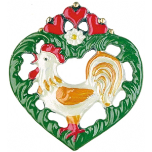 Pewter Brooch Heart Cock